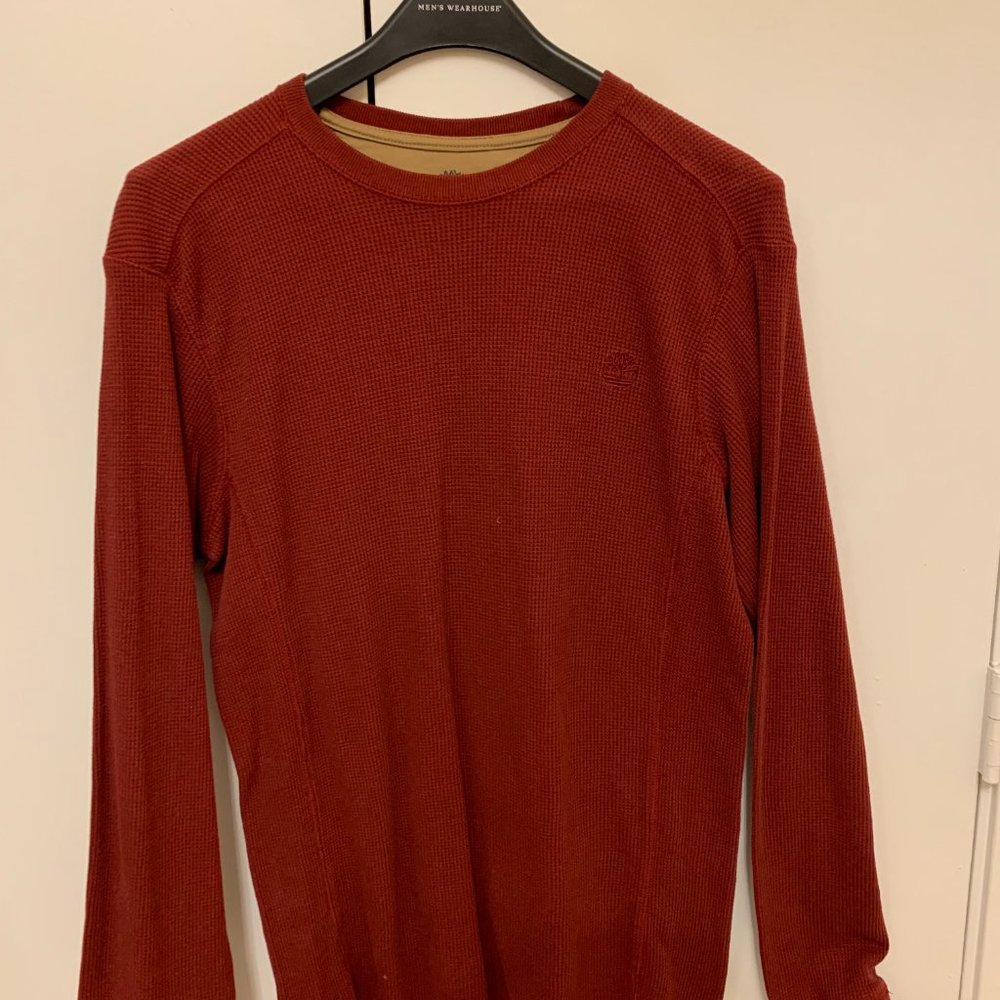 Timberland Maroon Long Sleeve T Shirt (Medium)